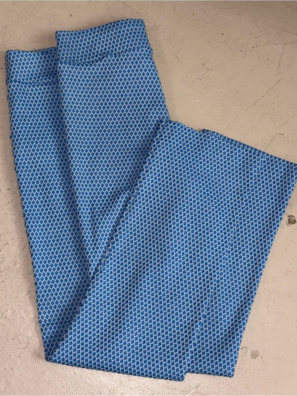 Margaret M Slimming Skinny Pull On Blue Textured Geometric Straight-Leg Pants XL